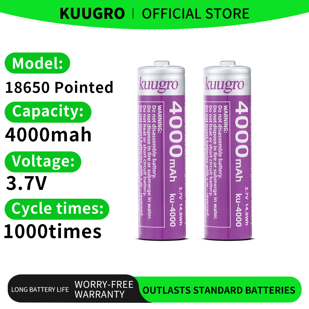 Vape Battery 18650 - Kuugro 18650 4000mAh Pointed Head Battery