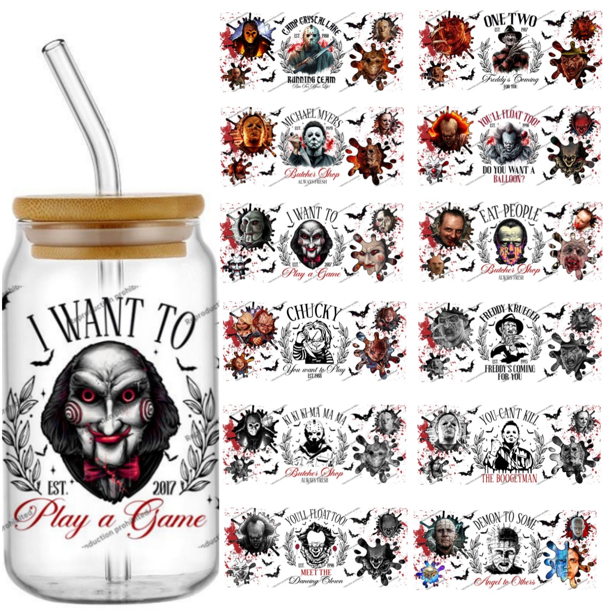 Rdta Tank Glass - Halloween horror movie Killer Design UV