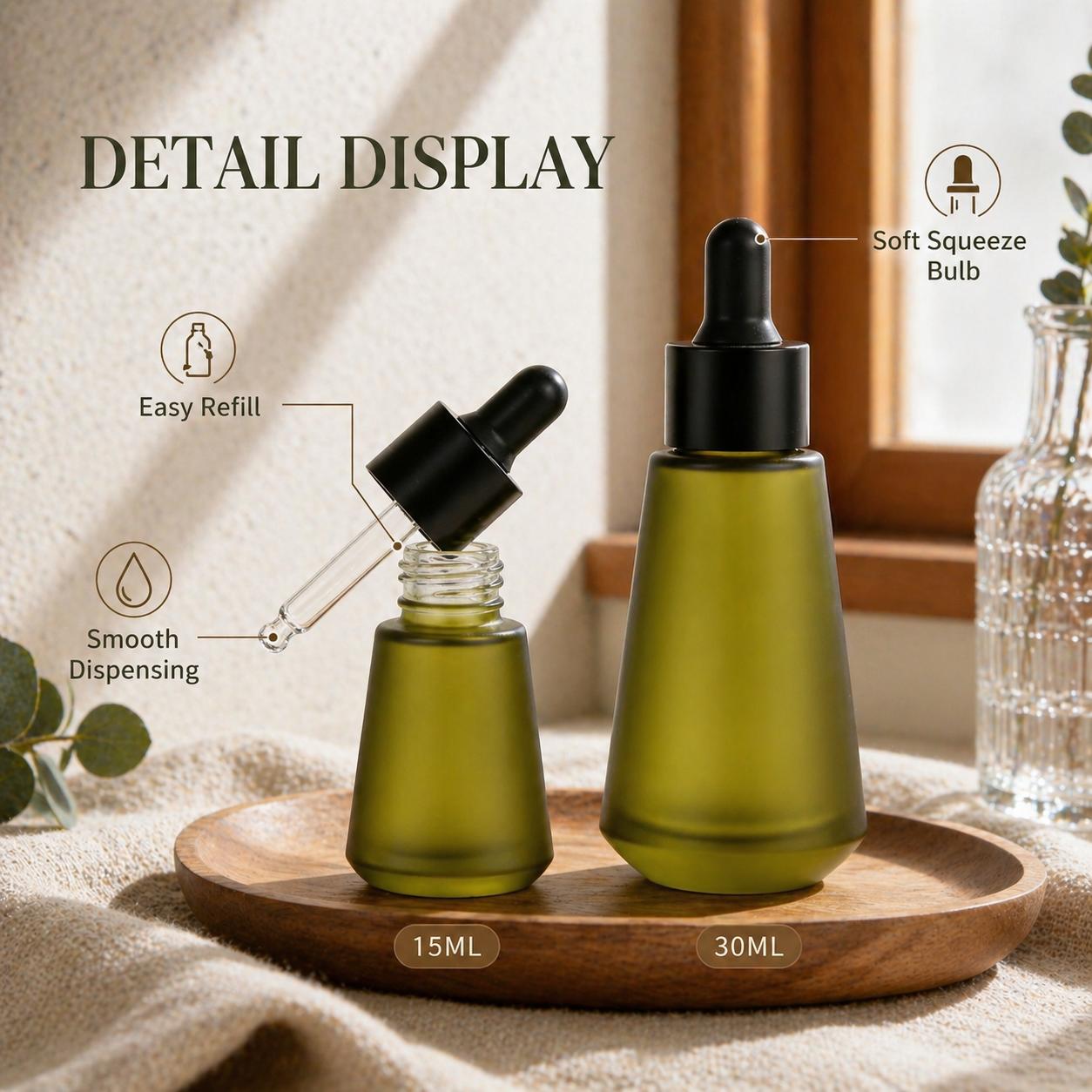 15ml 30ml Frosted Olive Green  - Juice Bottle Dropper review and price