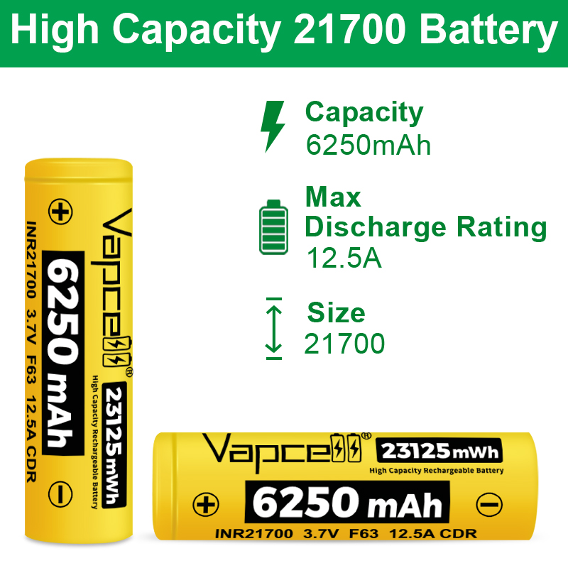 New Vapcell F63 21700 Battery  - Vape Battery 18650 review and price